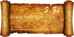 Simig Zsófia névjegykártya